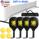 Portable Pickleball Net Set 22ft Regulation Size Net Pickle Ball Net System with 4 Pickleballs 4 Paddles Carrying Bag for Driveway Backyard
