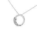 14K White Gold 1/4 Cttw Round-Cut Graduating Diamond Open Circle Hoop 18" Pendant Necklace (J-K Color, I1-I2 Clarity)