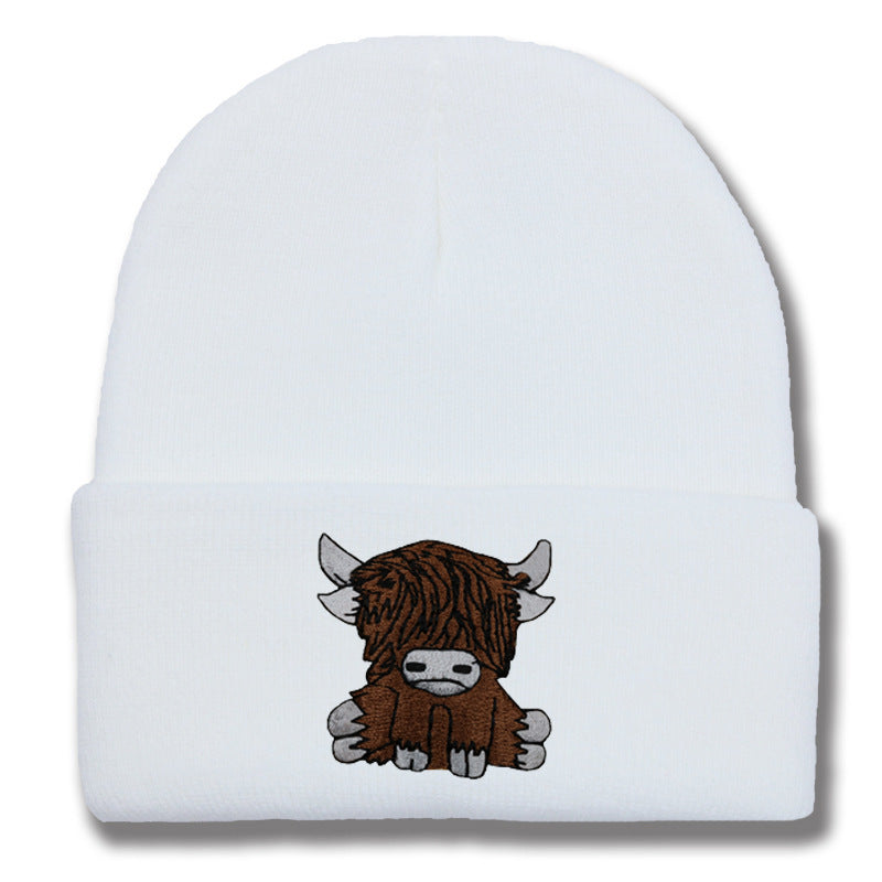 Cartoon Long Hair Yak Knitted Hat Winter Warm Wool