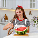 5Pcs 2 in 1 Watermelon Cutter Slicer Fork Stainless Steel Dual Head Watermelon Fruit Cutting Fork Knife For Summer Family Gathering Friend Party Campi