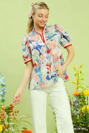 Umgee Jacquard Bloomscape Print Top