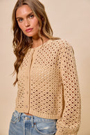 SO ME Open Knitted Button Down Cardigan Sweater Top