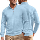 American-style Textured Diamond Jacquard Half-zip Lapel Long Sleeves