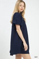 Umgee Puff Sleeve Textured Babydoll Dress