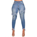 Womens Slim-fit Hip-lifting Blue Jeans
