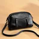 Womens Genuine Leather Solid-Color Multi-Pocket Crossbody Bag