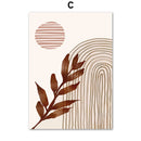 Line Leaves Geometric Abstract Boho Home Decor Painting