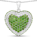 4.62 Carat Genuine Chrome Diopside .925 Sterling Silver Pendant