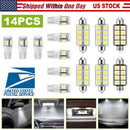 14Pcs T10 41mm Festoon LED Light Bulb Interior Dome Map LED Lights License Plate Trunk Side Positioning Lights 6000K White
