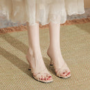 316-F3 High Heel Square Toe High-grade Outdoor Slippers