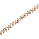 14KT Rose Gold Plated Sterling Silver Diamond S Link Tennis Bracelet (2 cttw, J-K Color, I1-I2 Clarity) - Size 7.5"