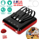 10000mAh Portable Charger Power Bank External Battery Pack w/ 4 Built-in Cables w/ LED Flashlight