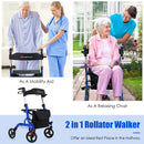 Folding Aluminum Rollator Walker with 8 inch Wheels and Seat