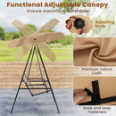 2-Person Outdoor Porch Swing with A-Shaped Metal Stand and Adjustable Canopy