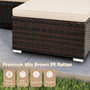 4 Seats Outdoor Wicker Furniture Set with Tempered Glass Coffee Table and Soft Cushions-Beige