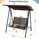 2-Seat Outdoor Canopy Swing with Comfortable Fabric Seat and Heavy-duty Metal Frame