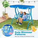 2-Seater Kids Patio Swing with Metal Stand and Adjustable Canopy-Navy