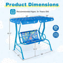 2-Seater Kids Patio Swing with Metal Stand and Adjustable Canopy-Bule