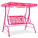 2-Seater Kids Patio Swing with Metal Stand and Adjustable Canopy-Navy