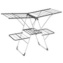 2-Tier Clothes Drying Rack with 33 Drying Rails and Height Adjustable Gullwings