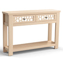 2-Tier Console Table with Drawers and Open Storage Shelf