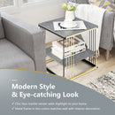 2-Tier Metal Side End Table with Removable Shelf-Gray