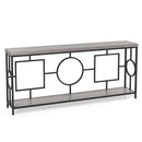2-Tier Faux Marble Top Console Table with Storage Shelf for Hallway-Rustic Brown
