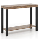 2-Tier Home Bar Table with Open Shelves and Storage for Home Kitchen Living Room Pub-Rustic Brown