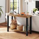 2-Tier Home Bar Table with Open Shelves and Storage for Home Kitchen Living Room Pub-Rustic Brown