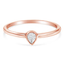 14K Rose Gold Plated .925 Sterling Silver 1/20 Carat Diamond Teardrop Pear-Shaped Miracle Set Petite Fashion Ring (J-K Color, I1-I2 Clarity) - Size 6