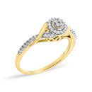10K Yellow Gold 1/10 Cttw Diamond Swirl and Halo Promise Ring (I-J Color, I3 Clarity) - Size 7