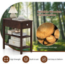 3-Tier Narrow End Table with Drawer and Storage Shelves