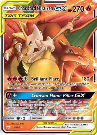 Charizard & Braixen GX 022/236 - SM  Cosmic Eclipse Holofoil