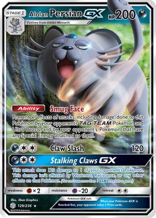 Alolan Persian GX 129/236 - SM  Cosmic Eclipse Holofoil
