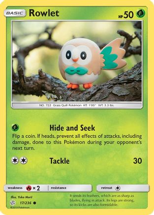 Rowlet 017/236 - SM  Cosmic Eclipse Reverse Holofoil
