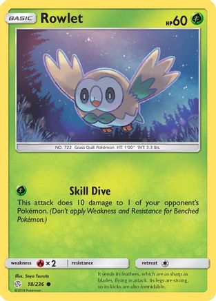 Rowlet 018/236 - SM  Cosmic Eclipse Reverse Holofoil