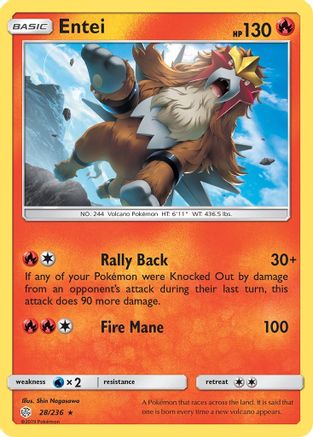 Entei 028/236 - SM  Cosmic Eclipse Reverse Holofoil