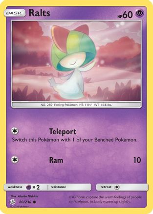 Ralts 080/236 - SM  Cosmic Eclipse Reverse Holofoil