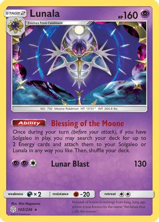 Lunala 102/236 - SM  Cosmic Eclipse Holofoil