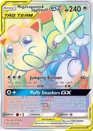 Mega Lopunny & Jigglypuff GX (Secret) 261/236 - SM  Cosmic Eclipse Holofoil