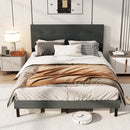 Queen Size Upholstered Bed Frame Linen Platform Bed-Dark Gray