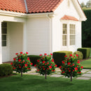 31 Inches Artificial Camellia Tree Set 2 Pack Fake Flower Trees-Green