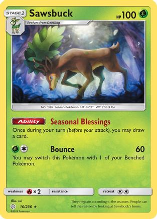 Sawsbuck 016/236 - SM  Cosmic Eclipse Reverse Holofoil