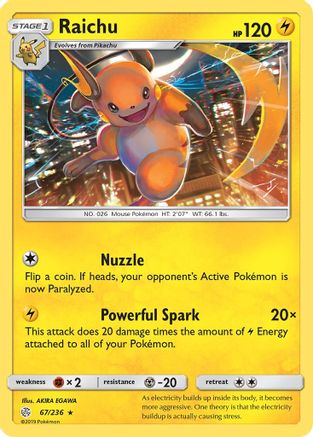 Raichu 067/236 - SM  Cosmic Eclipse Reverse Holofoil
