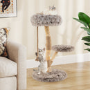 Modern Wooden Cat Tree Tower with Perch and Natural Jute Scratching Posts-Brown