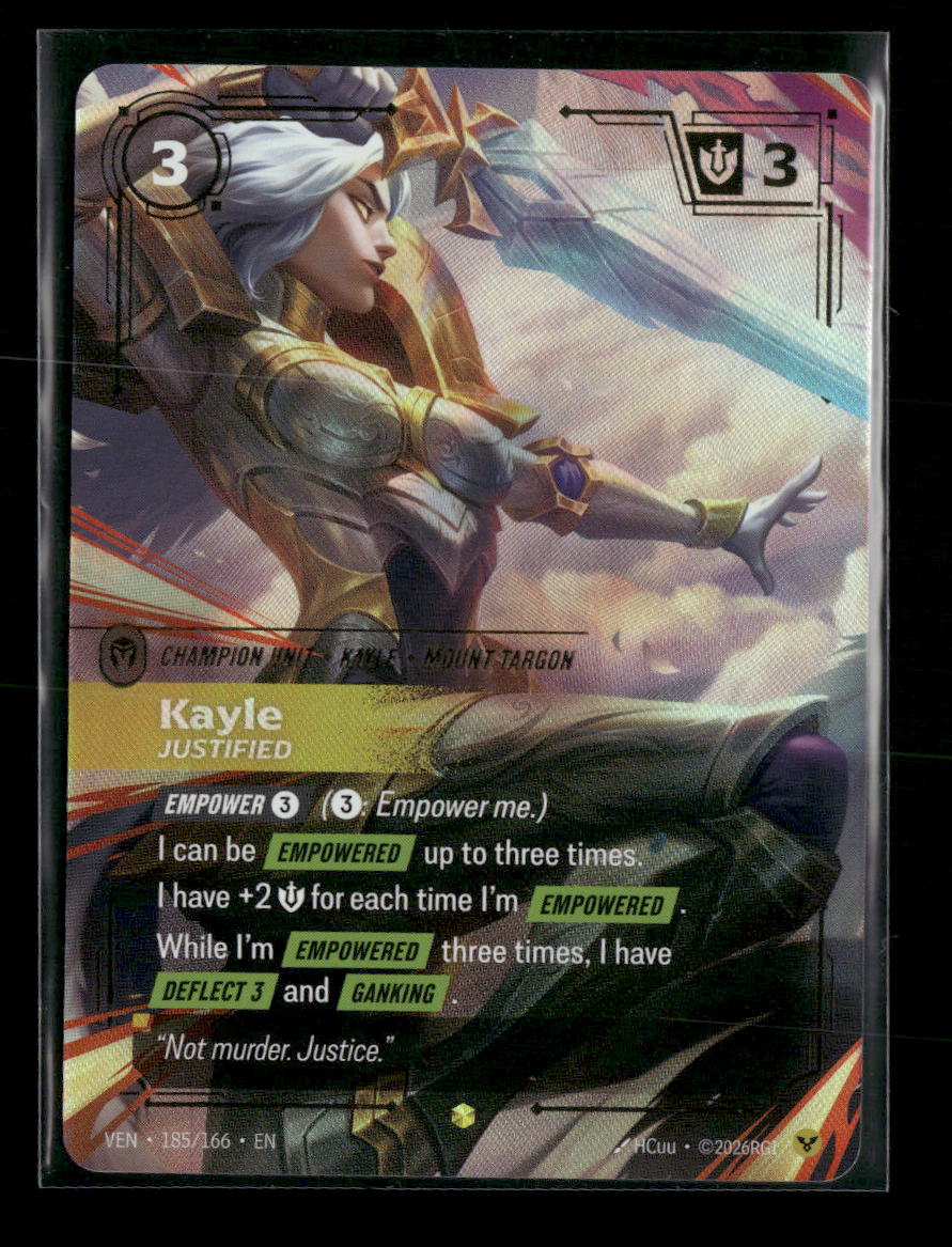Kayle - Justified (Overnumbered) #185/166 Foil Showcase - Riftbound Vendetta