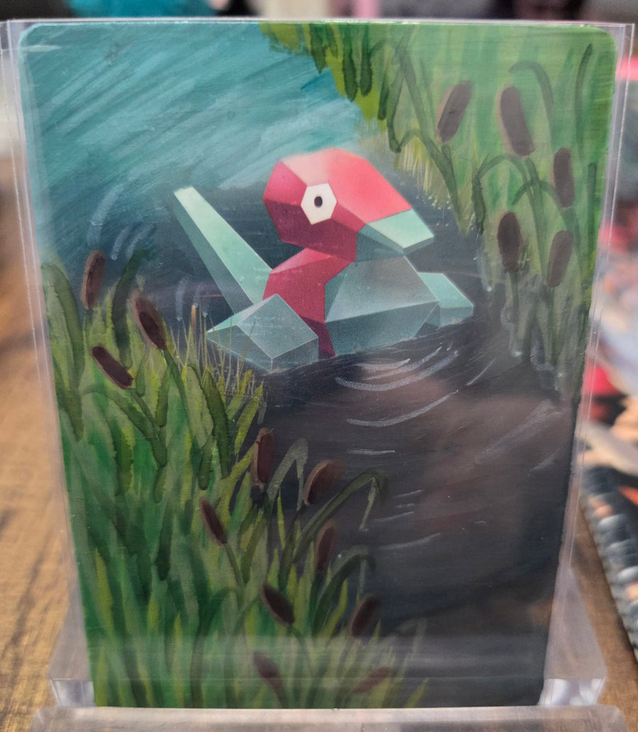 Custom Painted Pokemon Card - Porygon