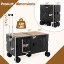 Large Foldable Utility Cart with 2-Tier Storage Crates and Telescoping Handle