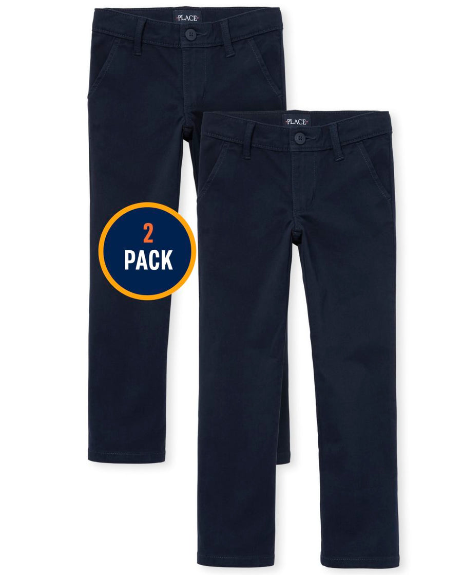 The Childrens Place Girls Uniform Stretch Skinny Chino Pants 2-Pack in Blue | Size 10 |