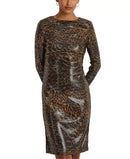 Lauren Ralph Lauren Ocelot-Print Sequined Cocktail Dress